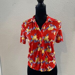 Urban Outfitters Red Floral Button Down‎ Shirt